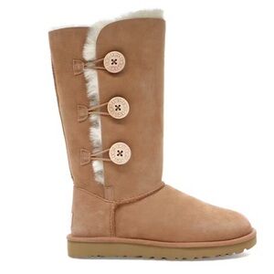 UGG Boots Bailey Button Triplet Water Resistant Tan Suede Shearling Winter Warm
